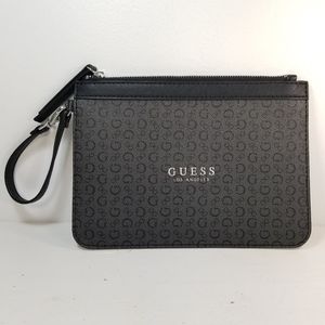 Guess All Over Logo Black & Gray Wristlet Bag